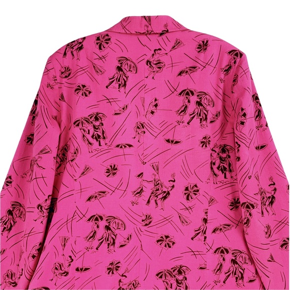 Bright Pink with Black Print Light Jacket - Picture 6 of 15